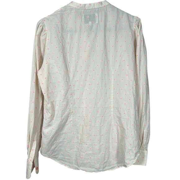 The Shirt Rochelle Behrens Blouse Pink Polka Dot Button Down Medium Preppy - Picture 9 of 12